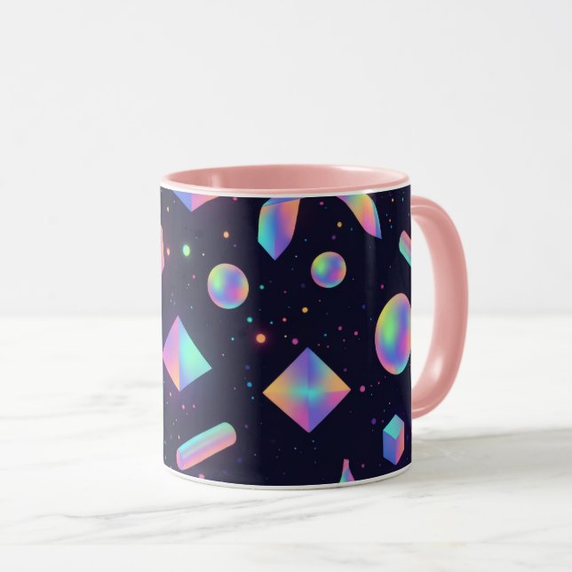 Caneca de Café Espaço Geométrico 3D Holográfico (Frente Esquerda)