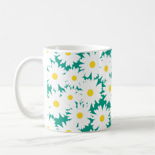 Caneca De Café Espaço Negativo - Disias brancas amarelas em verde
