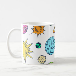 Caneca De Café Espaços Doodles Fundo Cósmico