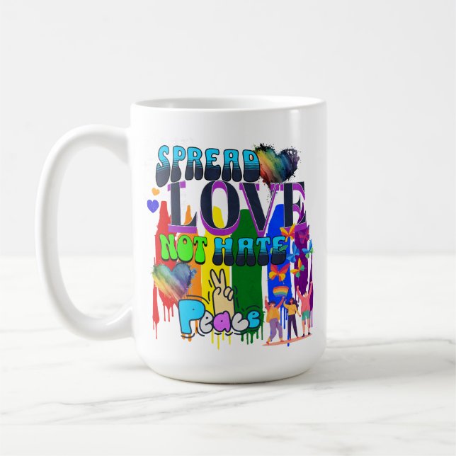 Caneca De Café Espalhe Amor Não Ódio | Orgulho LGBTQI+ (Esquerda)