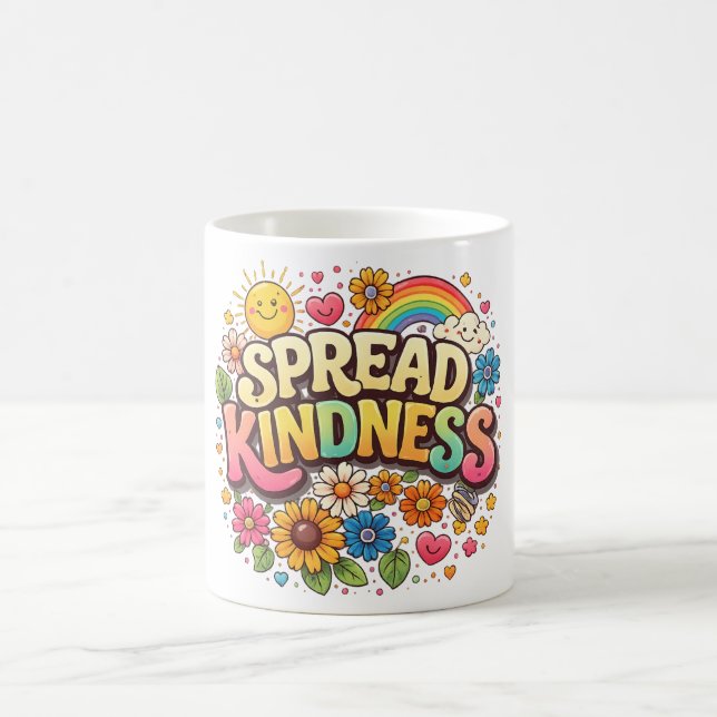 Caneca De Café Espalhe Bondade – Lindo Arco-íris Floral (Centro)