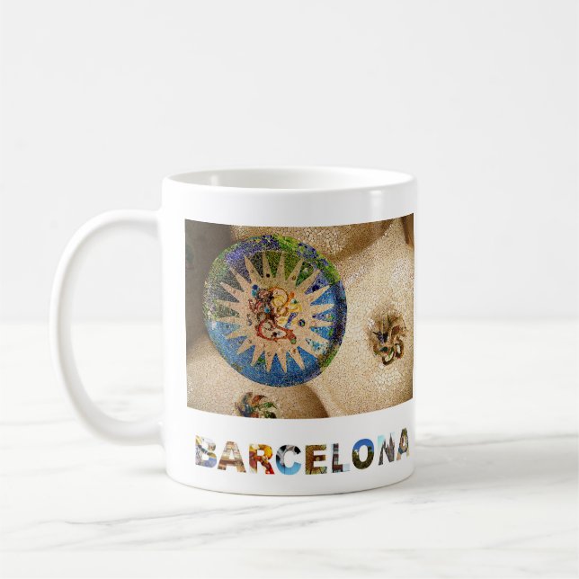 Caneca De Café Espanha de Barcelona Gaudi Park Guell Foto (Esquerda)