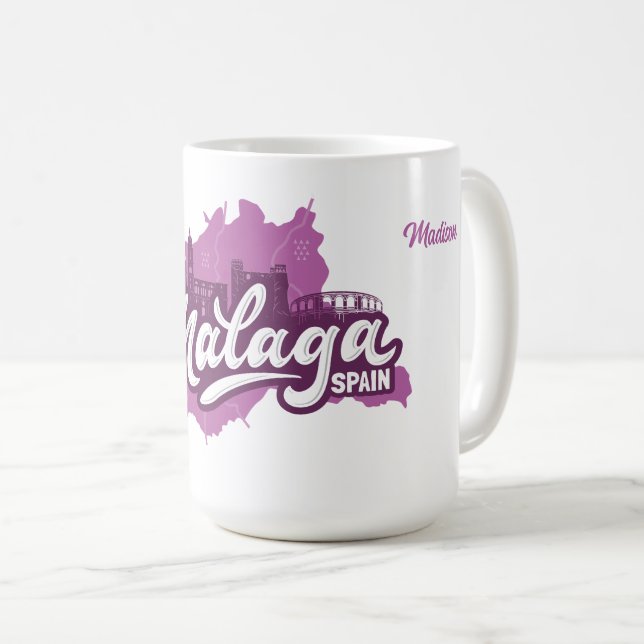Caneca De Café Espanha de Málaga de Nome Personalizado (Frente Esquerda)