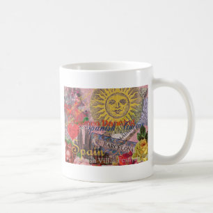 Caneca De Café Espanha Vintage Sol Viagem Colagem Retro Europa