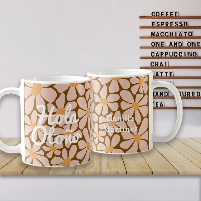 Caneca De Café Espanhol Alô Autumn Fall Vibes Personalizar (Criador carregado)