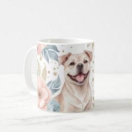 Caneca De Café Espanhol americano Staffordshire Terrier com Flora