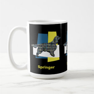 Caneca De Café Espanhol Springer Cute Pet Dog Silhoule Y&B Grid
