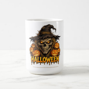Caneca De Café Espantalho de Halloween Assustador Caveira