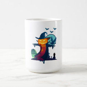 Caneca De Café Espantalho De Halloween Com Coruja E Coruja De Mor