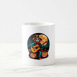 Caneca De Café espantalho toca violão e comemora halloween