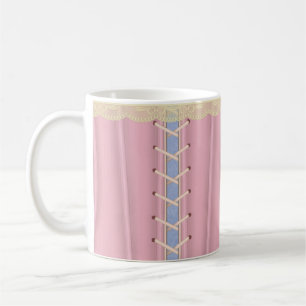 Caneca De Café Espartilho Feminino com Corda Rosa