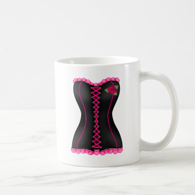 Caneca De Café Espartilho Preto Rosa rose (Direita)
