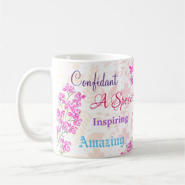 Caneca De Café Especial Irmã Especial Floral Rosa Atencioso e Sen
