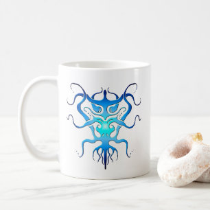 Caneca De Café Espécie alienígena Tatuagem Tribal - Design azul