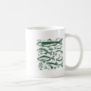 Caneca De Café Espécies de Peixes Retro Biologia Tipos de Peixes
