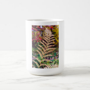 Caneca De Café Espécime de Folha de Samambaia Outono Dourado