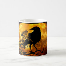Caneca De Café Espectro de Halloween de Raven Preto-Lua Laranja