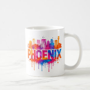 Caneca De Café Espelhamento de Cores Aquáticas Coloridas do Skyli