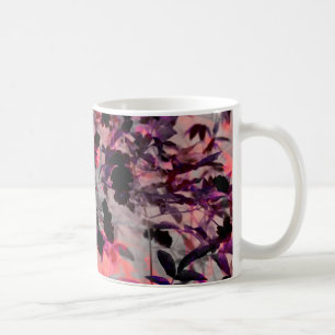 Caneca De Café Espelho das flores pretas vermelhas Arte design