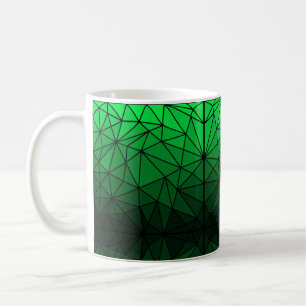 Caneca De Café Espelho de vidro manchado 02.Verde.Linha preta BG