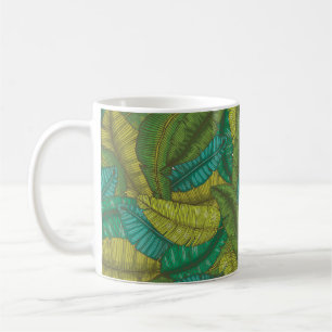 Caneca De Café Espelho sem costura com folhas de bananas / t