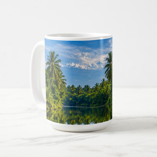 Caneca De Café Espelho Tropical do Rio Reflexos Acento  (Frente Esquerda)