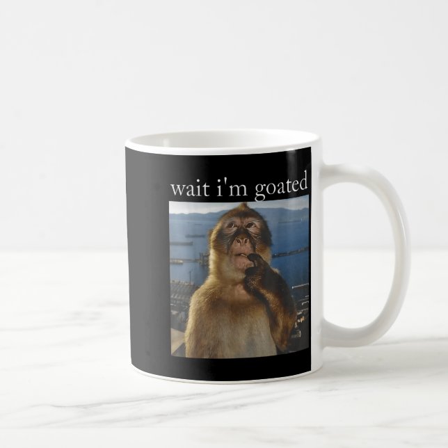 Caneca De Café Espera, sou Deus, macaco pensativo engraçado meme  (Direita)