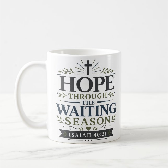 Caneca De Café Esperança Através da Citação Matinal da Temporada  (Esquerda)