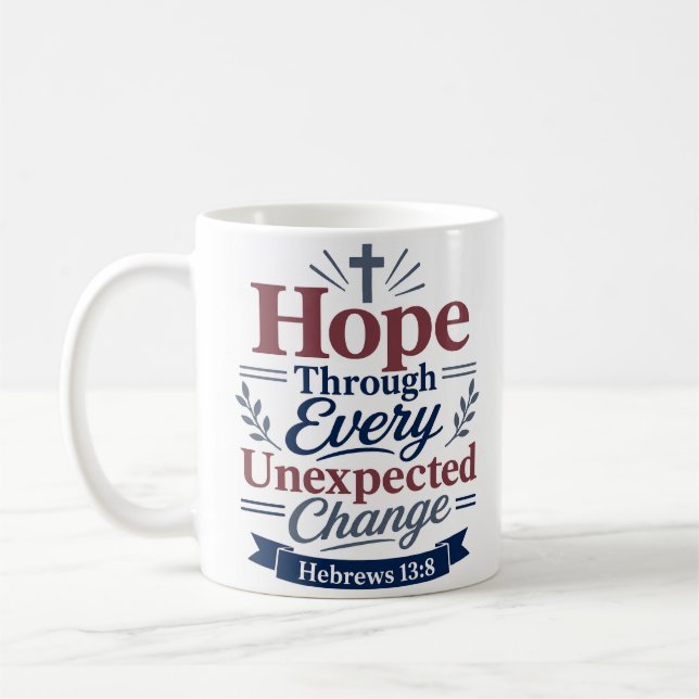 Caneca De Café Esperança Através da Mudança Inesperada Versículo  (Esquerda)