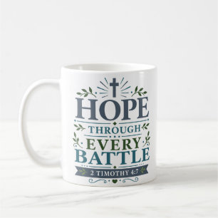 Caneca De Café Esperança Através de Cada Batalha Citação de Fé Ou
