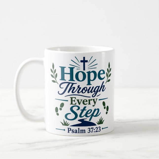 Caneca De Café Esperança Através de Cada Passo Citação Cristã de  (Esquerda)