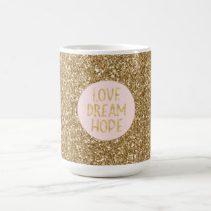 Caneca De Café Esperança do Sonho de Amor com Glam Dourado