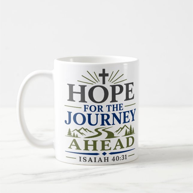 Caneca De Café Esperança Para a Jornada Adiante Fé Elegante Basea (Esquerda)