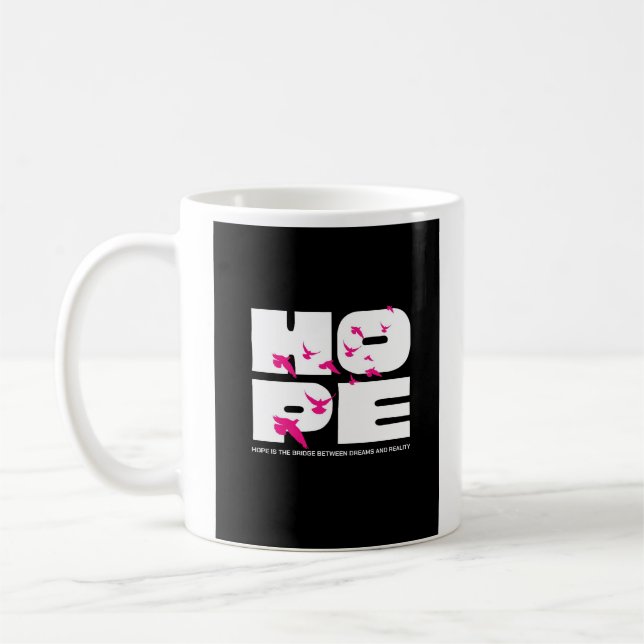 Caneca De Café Esperança & pássaros – tipografia negrito (Esquerda)