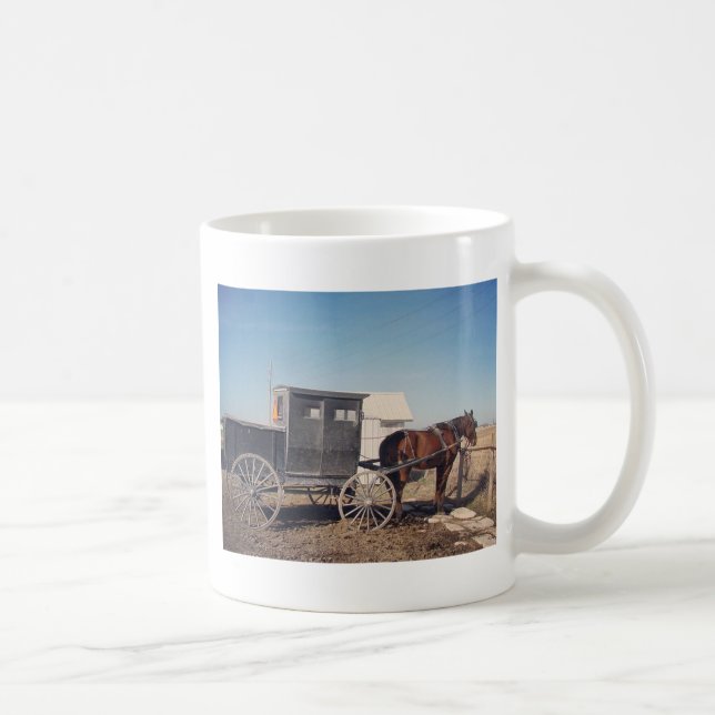 Caneca De Café Esperando Amish Horse e Buggy (Direita)