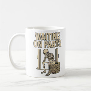Caneca De Café Esperando Peças Humor Esqueleto Mecânico de Carros
