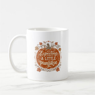 Caneca De Café Esperando Uma Pequena Camisa de Gravidez de Abóbor