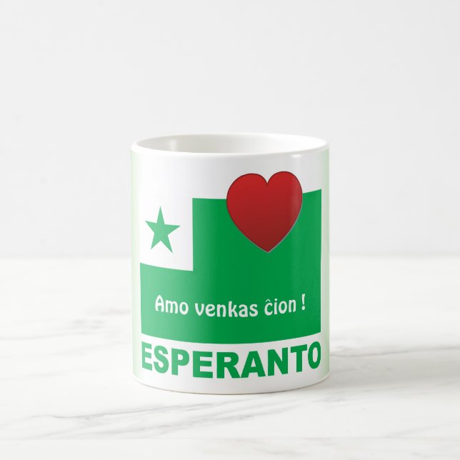 Caneca De Café Esperanto / "Amo venkas-ião" (Centro)