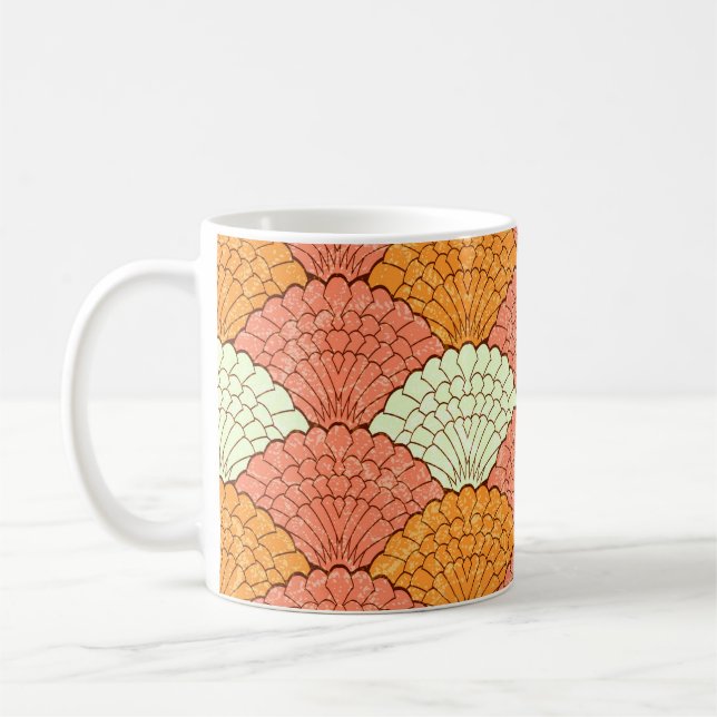 Caneca De Café Espetáculo de Shell: Padrões do mar de Abstrato (Esquerda)