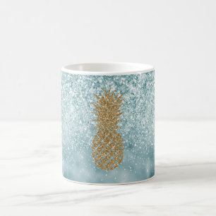 Caneca De Café Espingarda Azul Glittery Sparkle Dourado