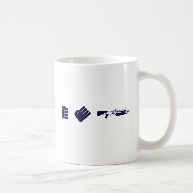 Caneca De Café Espingarda de papel da rocha (Direita)