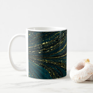 Caneca De Café Espirais de Turquesa e Dourado Abstrato Luxo Moder