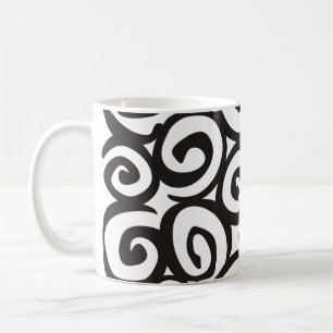 Caneca De Café Espirais Padrão Preto e Branco + suas ideias