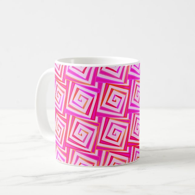 Caneca De Café Espirais quadradas Modernas de Meados do Século -  (Frente Esquerda)
