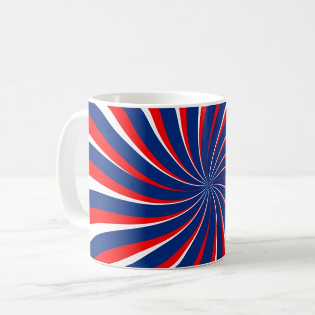 Caneca De Café Espiral azul branco vermelho... (Frente Esquerda)