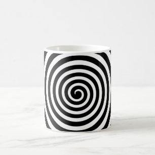 Caneca De Café Espiral Hipnótico Preto e Branco