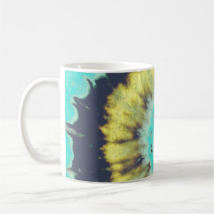 Caneca De Café Espiral Teal: Textura Grunge Hippie.