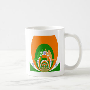 Caneca De Café Espírito do Críquete da Índia em Design Abstrato