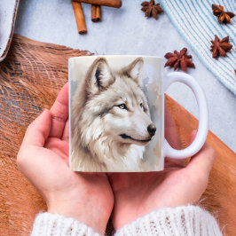 Caneca De Café Espírito do Lobo de Aquarela - Vida Selvagem Místi