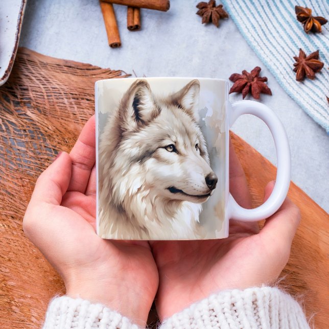 Caneca De Café Espírito do Lobo de Aquarela - Vida Selvagem Místi (Criador carregado)